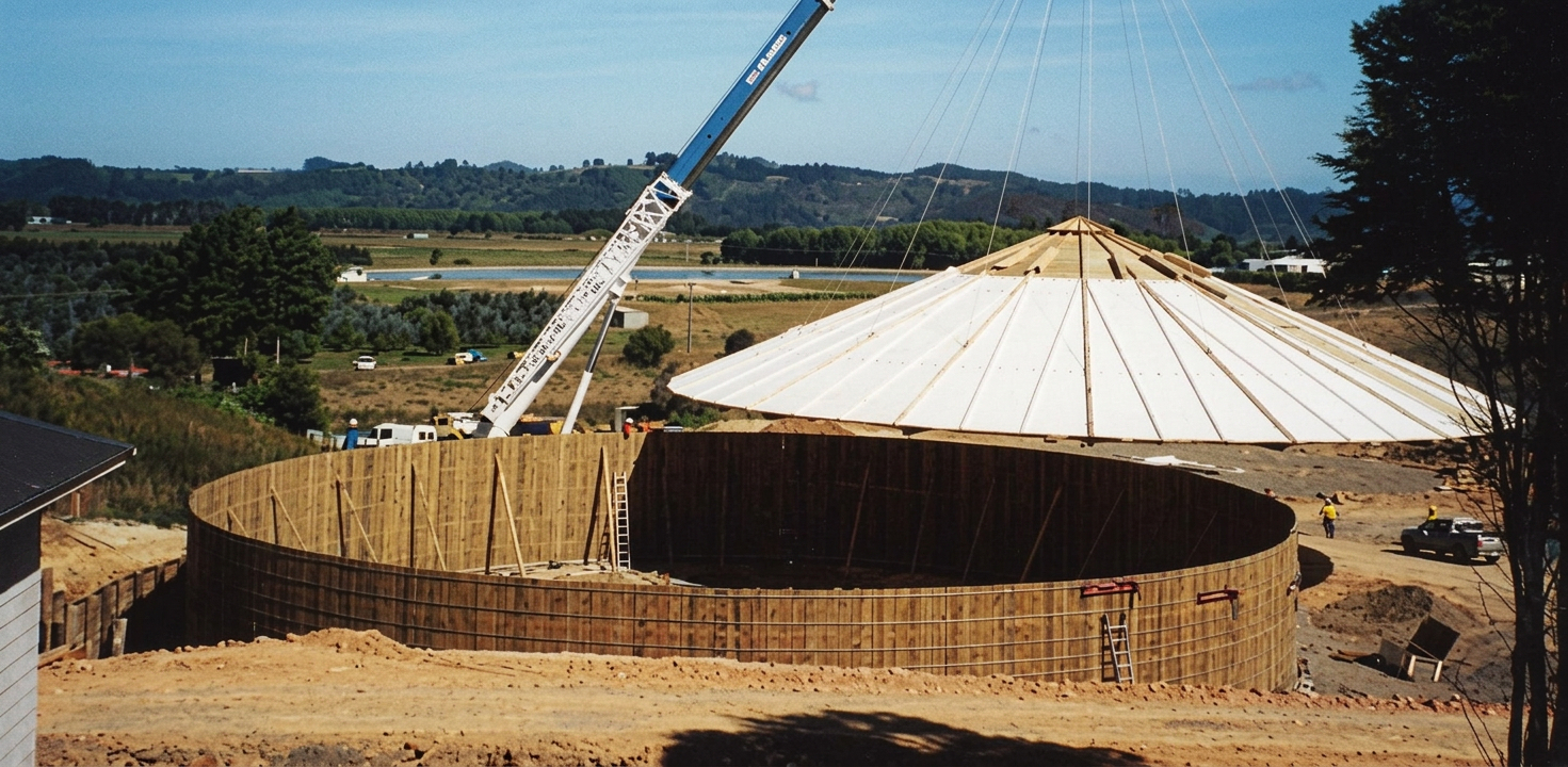 Large Timbertank potable water reservoir in Whitianga